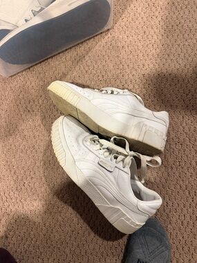 Puma White Platform Leather Sneakers